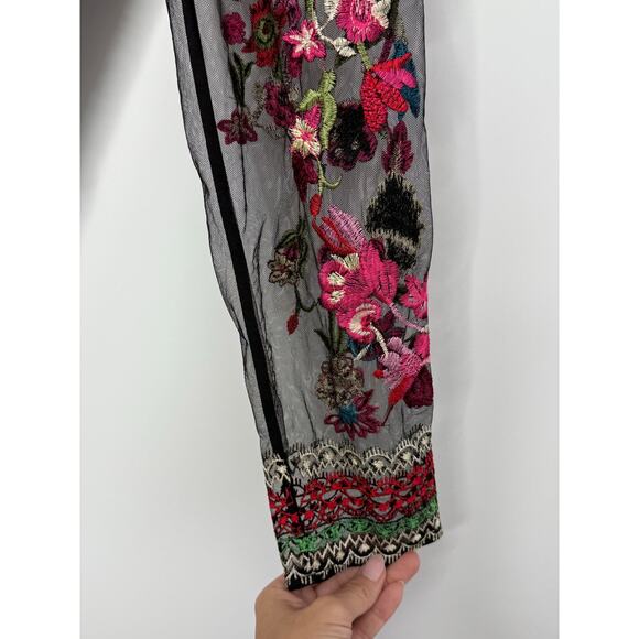 By Megyn Maxi Dress Women Size 10/12 (Estimated) Black Embroidered Floral Mesh - Picture 5 of 12